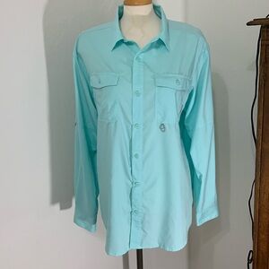 Columbia Omni-Shade Sun Protection Long Sleeve Turquoise Vented Outdoor Men's L